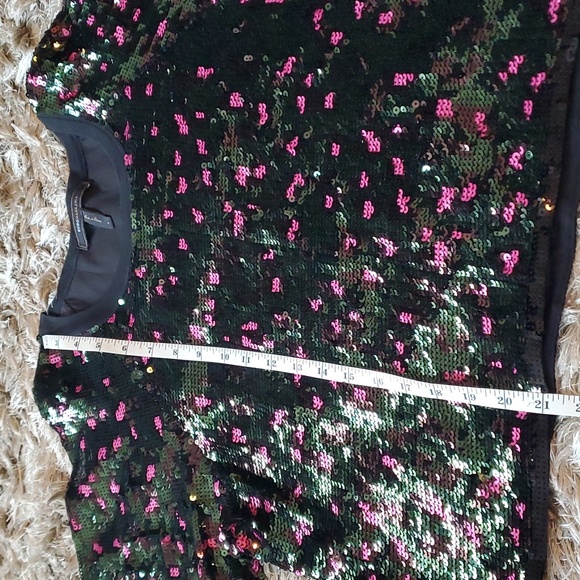 BCBG MAXAZRIA sequin and silk oversized top - Picture 6 of 13